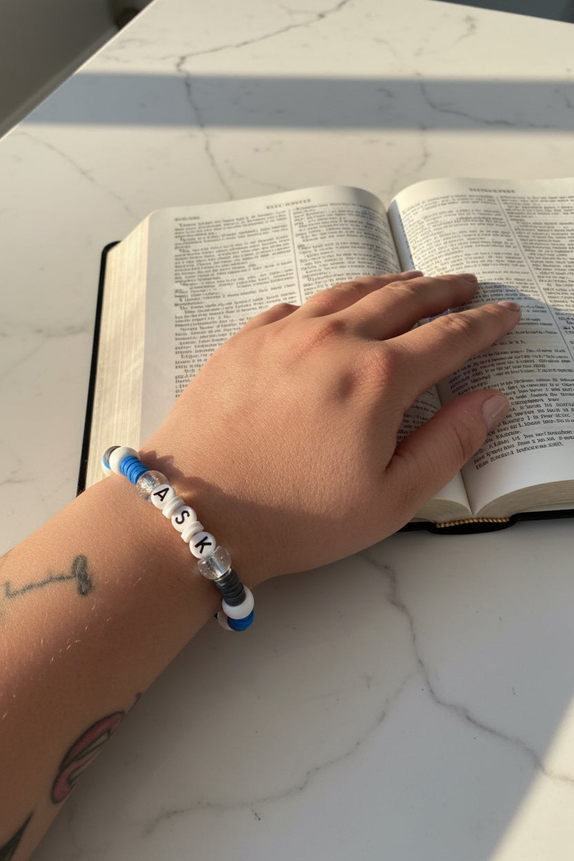 ✨ Matthew 7:7 Bracelet | Ask Seek Knock Scripture Bracelet | Christian Encouragement Jewelry
